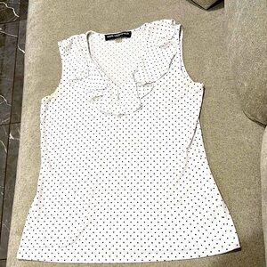 Karl Lagerfeld White Ruffled Fitted Tank Top